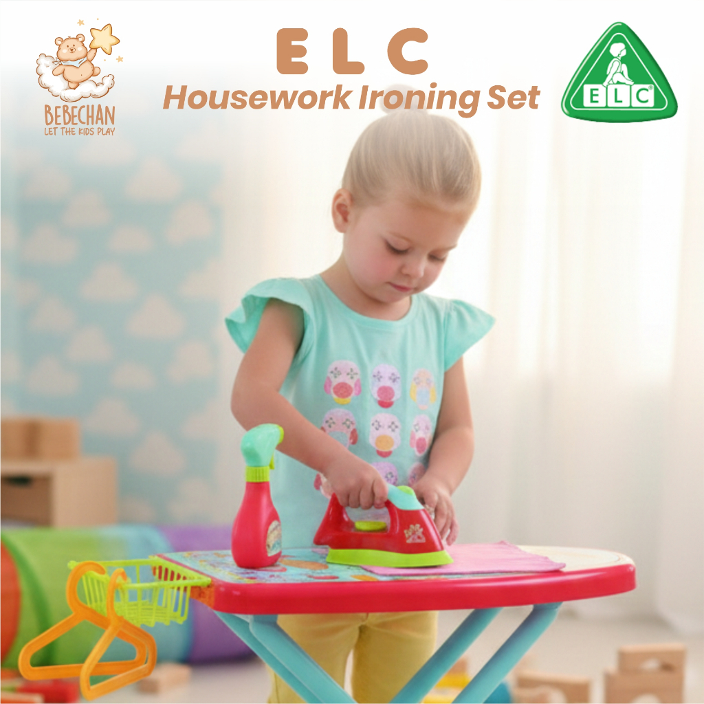 BEBECHAN - Mainan Peran ELC Ironing Set | Setrika Meja Setrika Anak Belajar Tugas Rumah Tangga