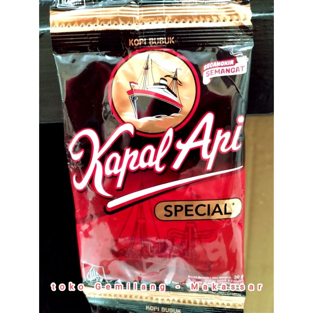 Kapal Api special 30 gr, kopi bubuk, cukup untuk 5 cangkir