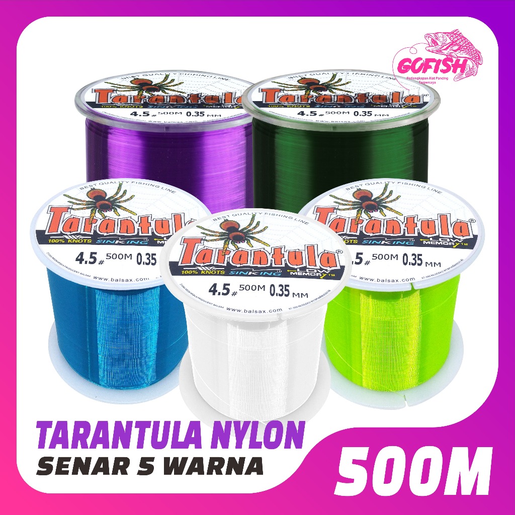 GOFISH - Tali Pancing TARANTULA 500Meter   Nilon  Pancing BahanNilon Pancing AntiKeriting SuperKuat