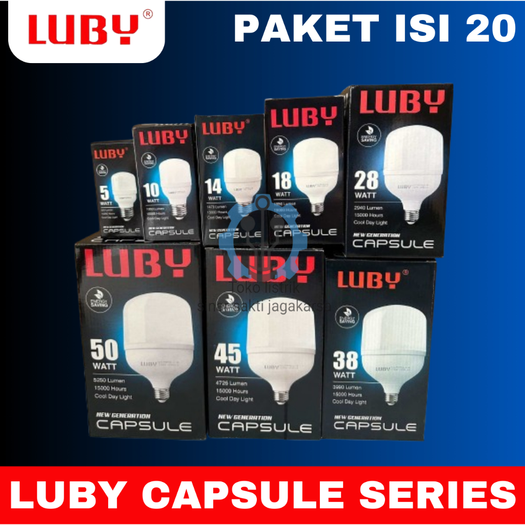 LUBY LAMPU CAPSULE BUNDLING 5 10 14 18 28 38 45 50 WATT LUBY LED T BULB CAPSULE CAHAYA PUTIH KUNING 