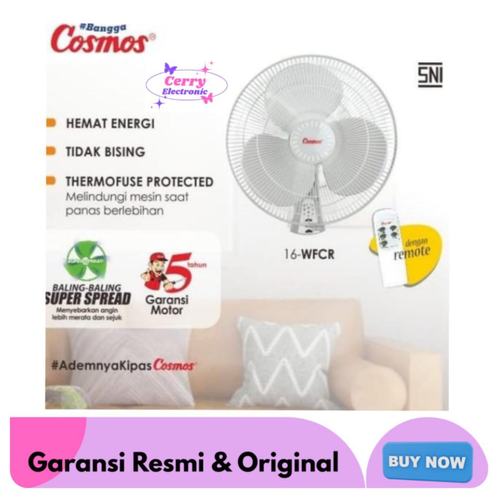 Kipas Angin Dinding COSMOS 16WFCR 16" REMOT / Wallfan Cosmos 16" Remot