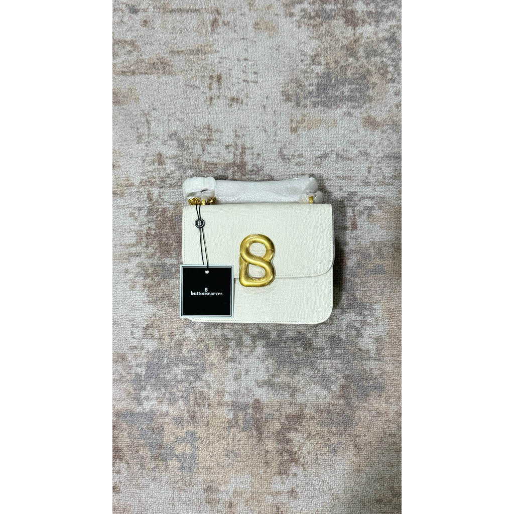 Audrey Chain Leather Bag Small - White Buttonscraves