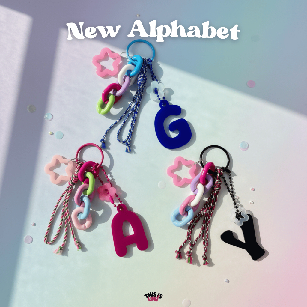 Thisislubi - Gantungan Huruf NEW Alphabet 2.0 Bag Charm Keychain Abjad Akrilik Bag Charm Keychain Ma