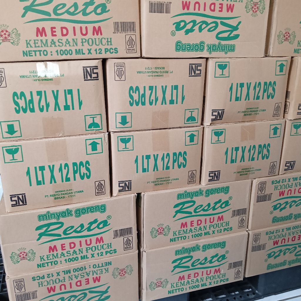 Resto minyak goreng 1 liter isi perdus 12 pcs