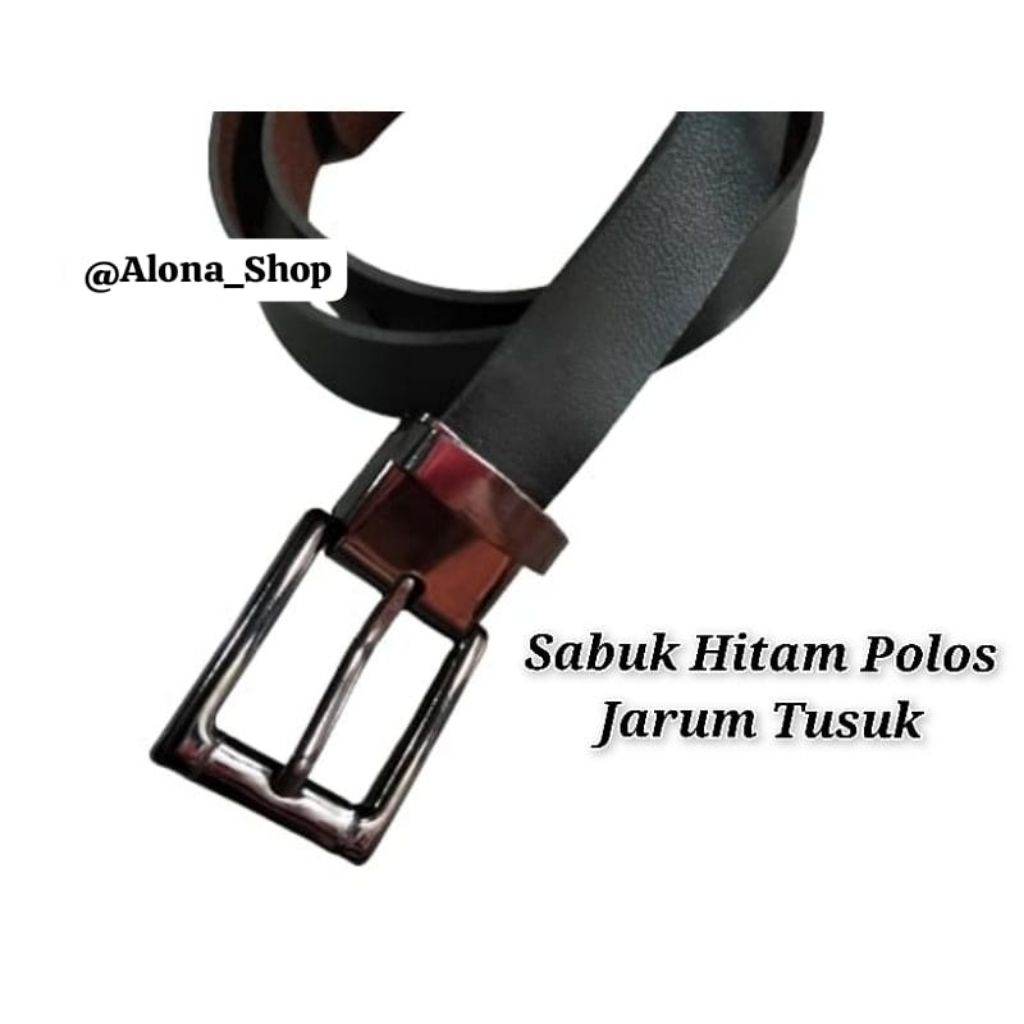 SABUK / IKAT PINGGANG / GESPER  HITAM POLOS  JARUM TUSUK