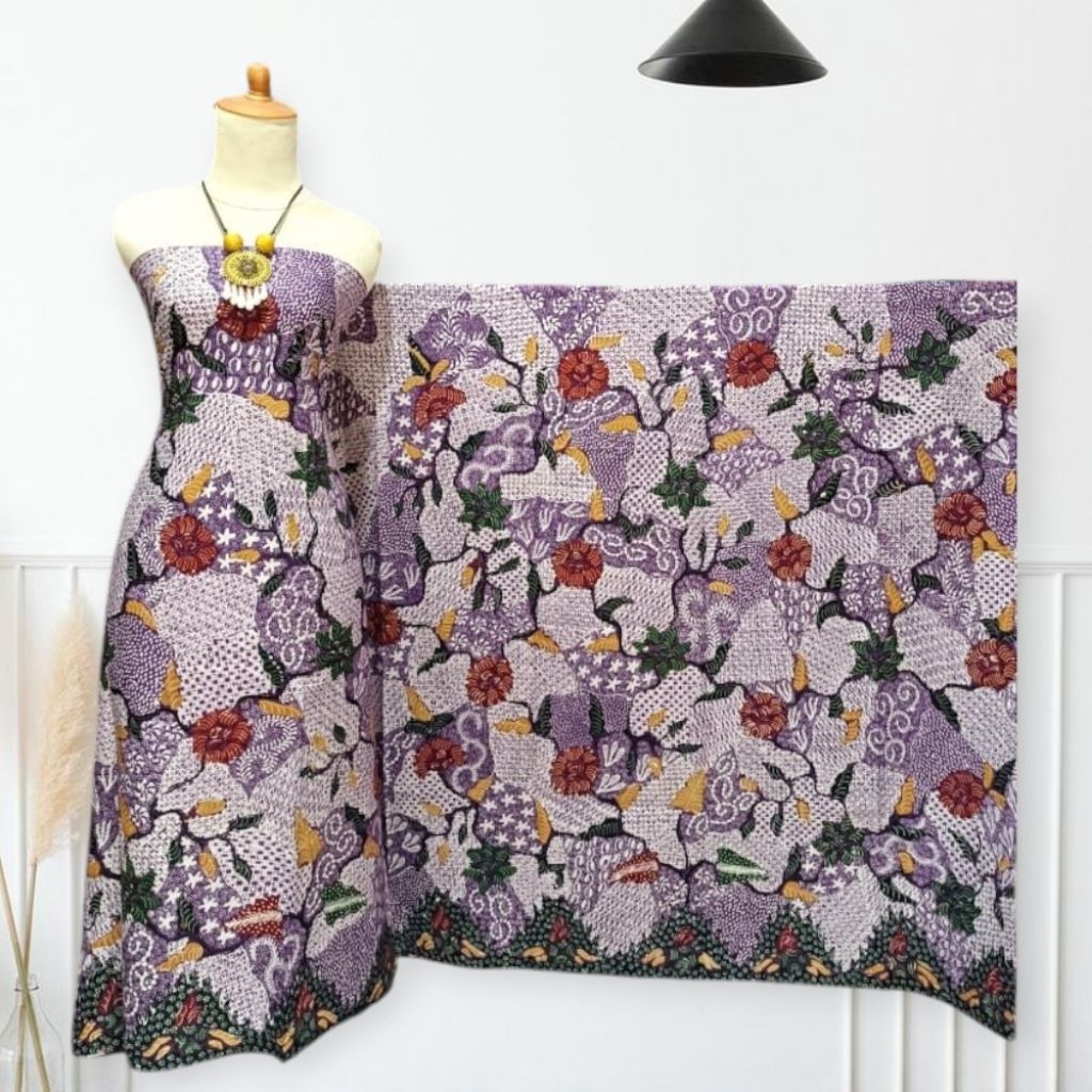 Kain Batik Tulis Madura Motif Sekar Jagad Warna Ungu Violet lavender purple Lilac