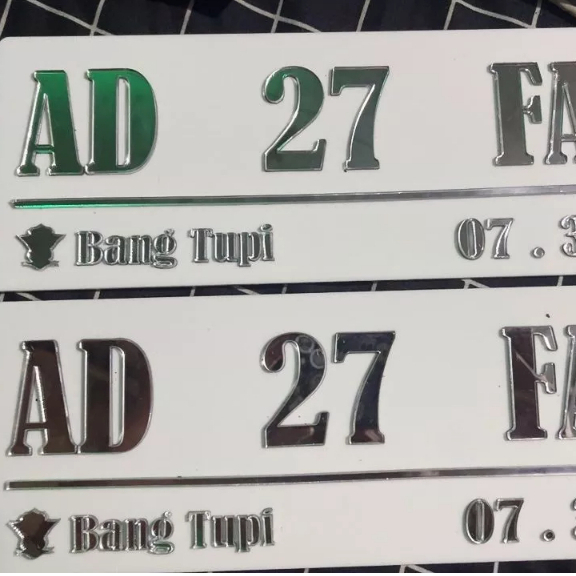 Plat Nomor Motor Timbul 3D / Desain Custom / Plat Motor Akrilik Timbul Crom Angka Variasi