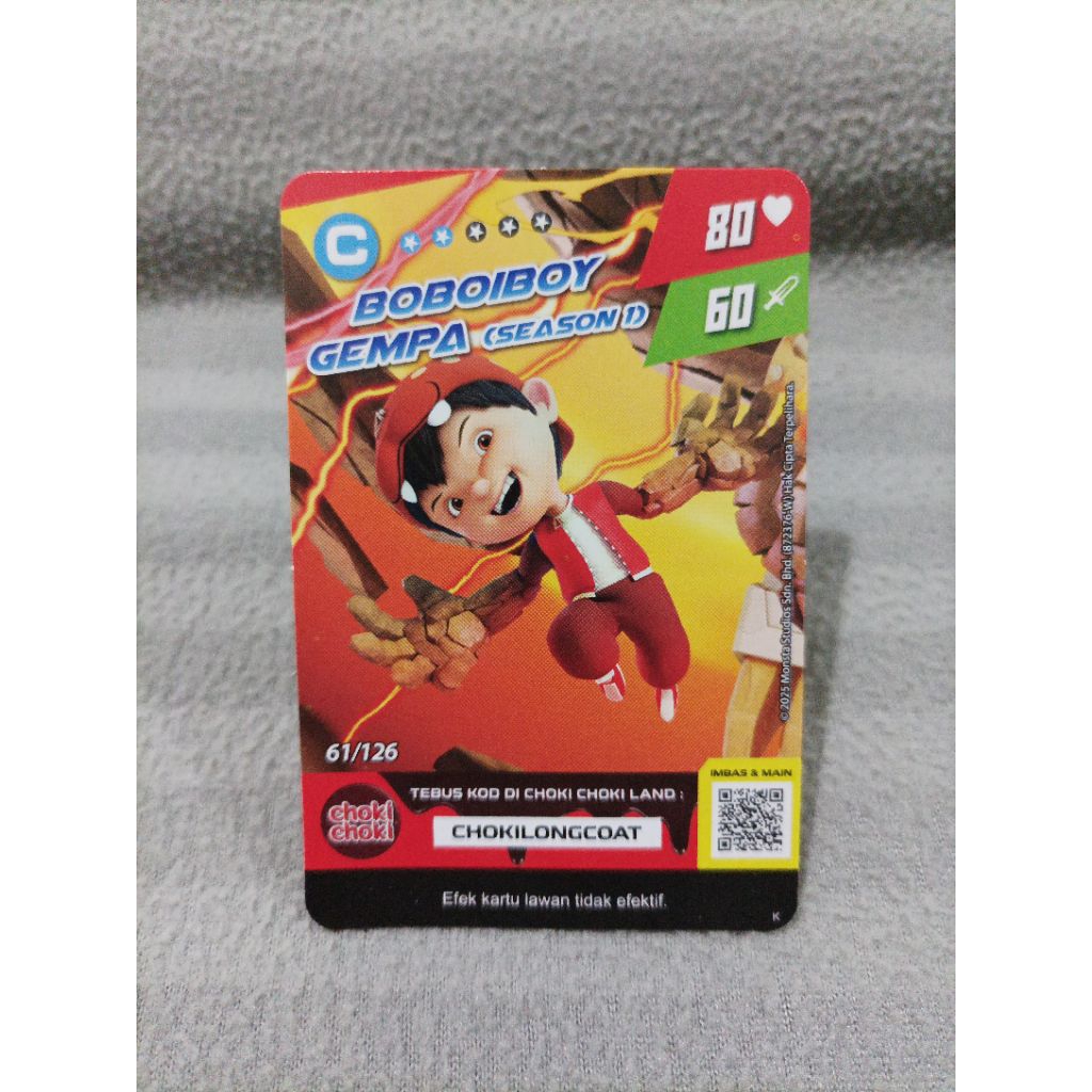 Kartu choki choki boboiboy monsta galaxy boboiboy gempa (season 1) 61/126