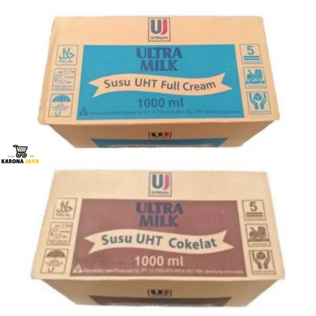 Susu Ultra 1 Liter Cokelat Atau Full Cream [ 1 Dus/12 Pcs]