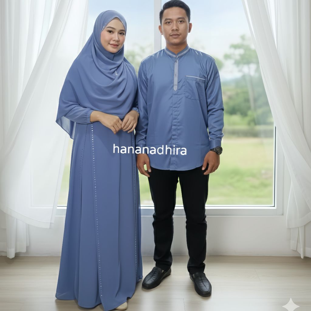 COUPLE KHARISMA COUPLE TERBARU COUPLE LEBARAN 2026 COUPLE DENIM ABAYA MAZAYA COUPLE ABAYA