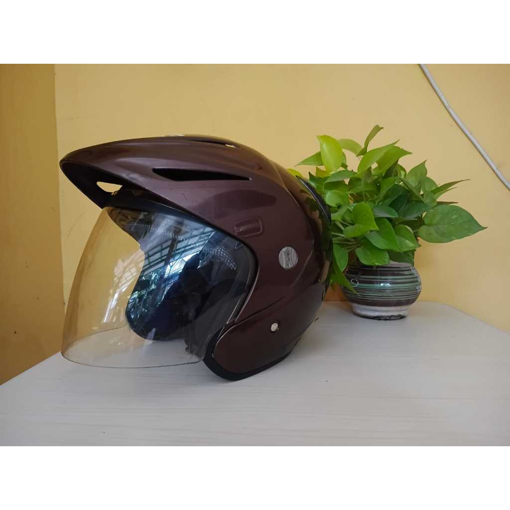 HELM INK CX22 COKLAT TUA (DARK BROWN) AGAK KEUNGUAN ORIGINAL REKONDISI