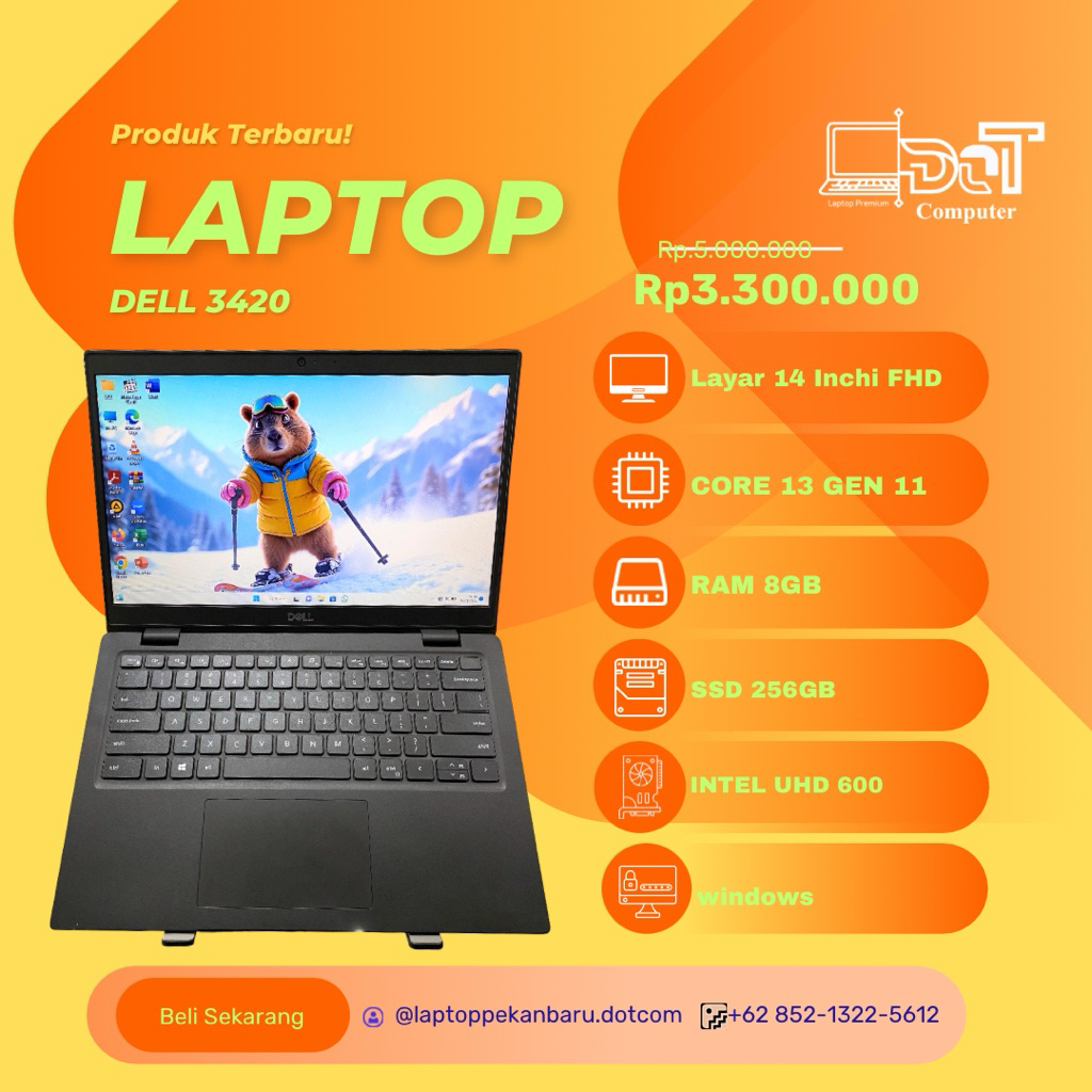 LAPTOP DELL 3420 INTEL CORE I3 GEN 11 RAM 8/256
