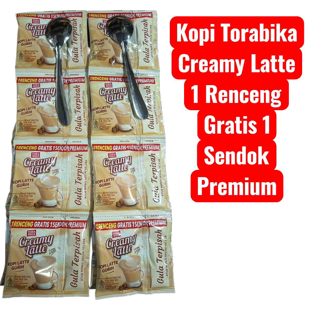 Torabika Creamy Latte - Kopi Latte Gurih dengan Gula Terpisah + Sendok Premium