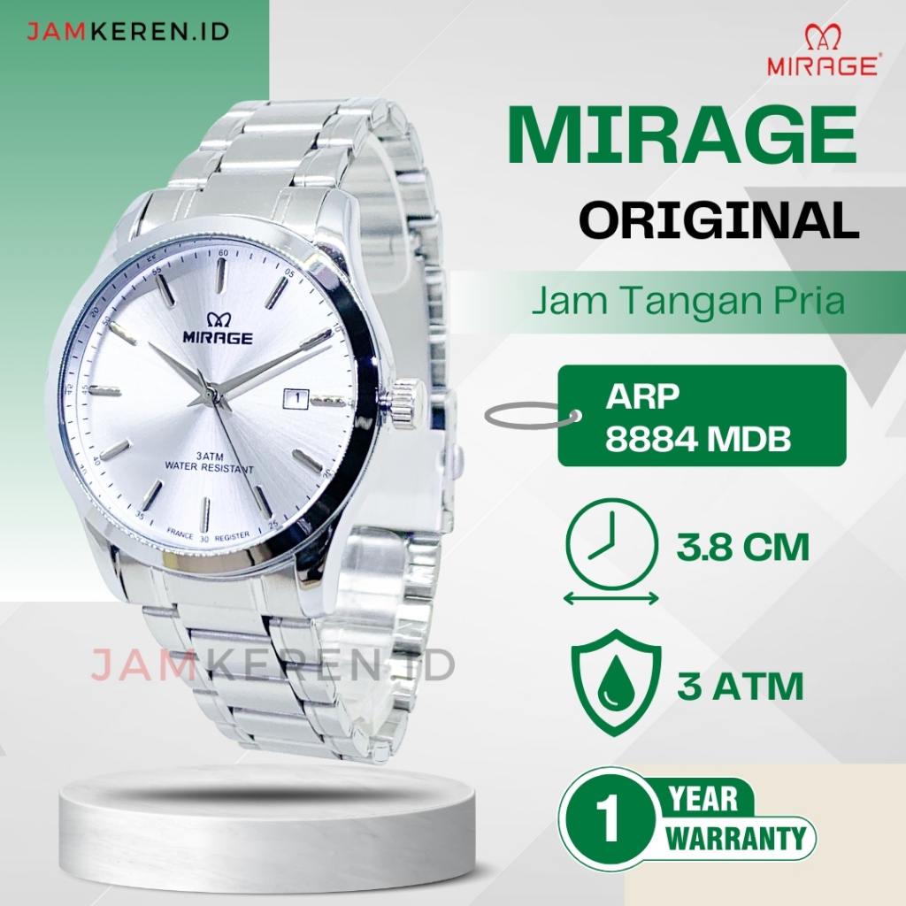Jam Tangan Pria - Mirage - Jam Tangan Mirage Pria - ARP 8884 M Anti Air Original 100% Garansi Resmi