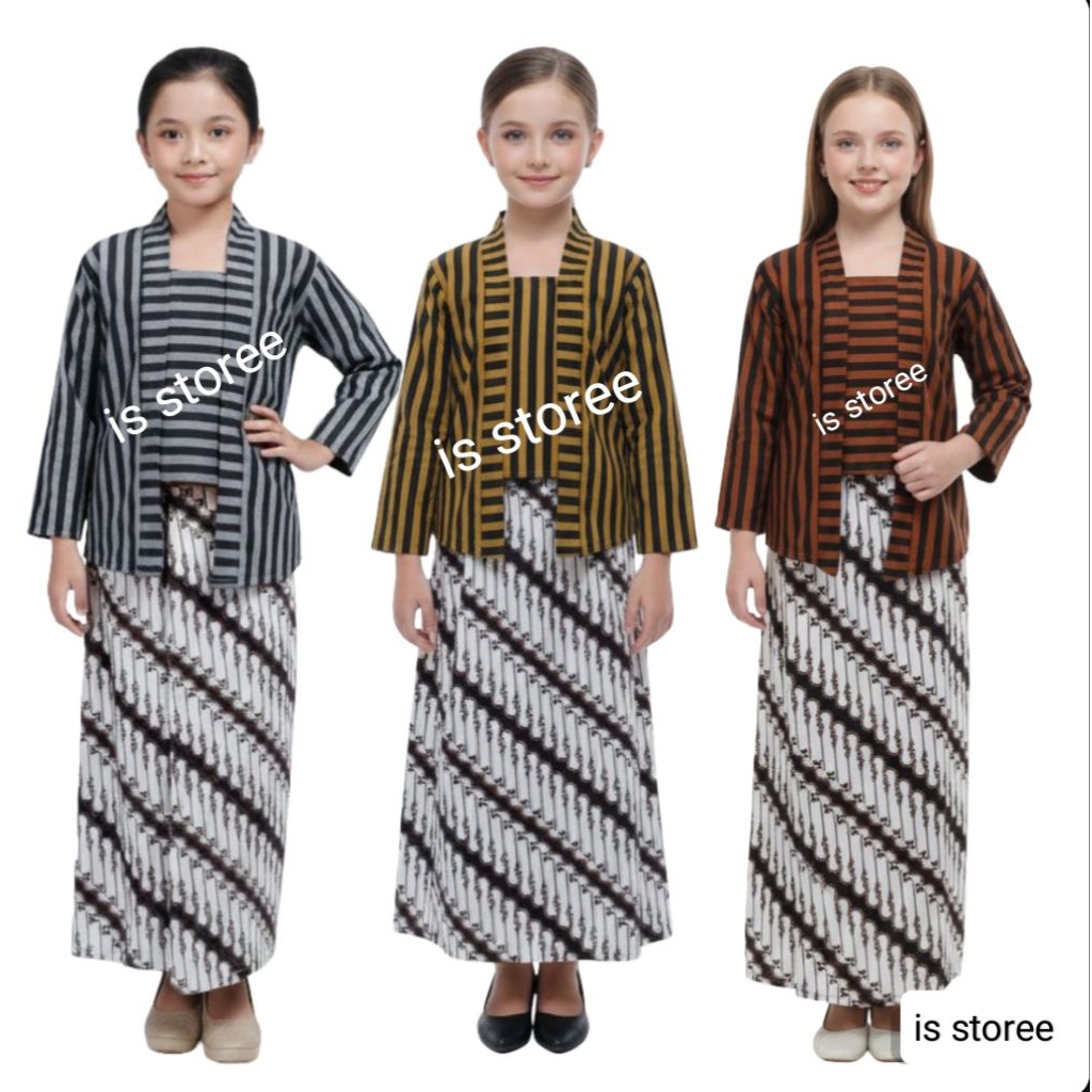 SETELAN KEBAYA LURIK ANAK, BAJU ADAT JAWA, BAJU TRADISIONAL JAWA TENGAH