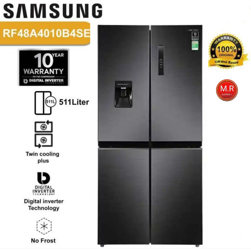 KULKAS SAMSUNG 4 PINTU + DISPENSER RF48A4010B4/SE DIGITAL INVERTER
