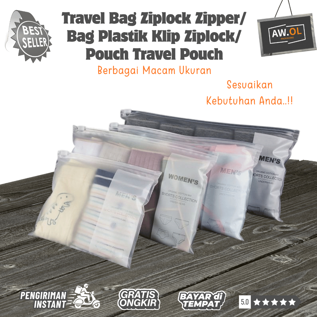 Travel Bag Ziplock Zipper Bag Plastik Klip Ziplock Pouch Travel Pouch