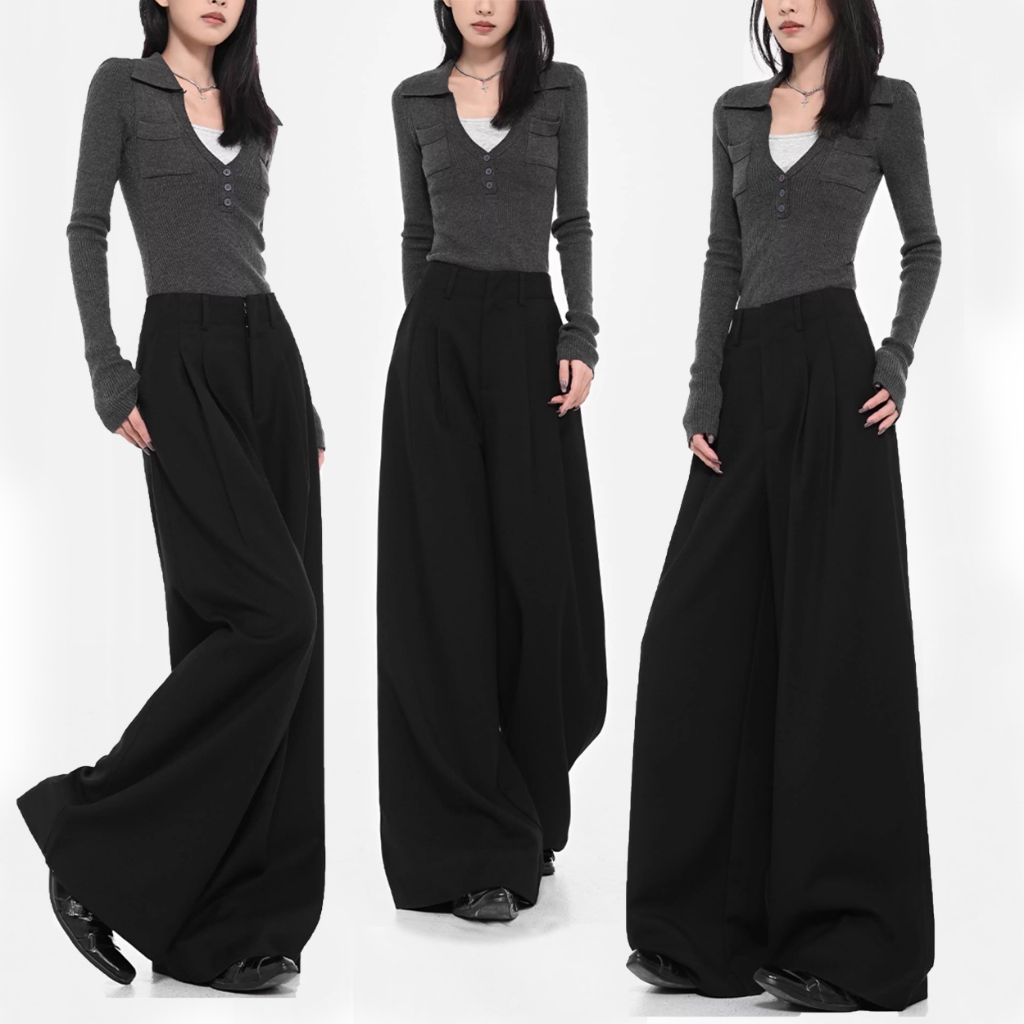 Celana Kulot Wanita Wide Leg Plisket Elegan – Pinggang Elastis Nyaman, Bahan Kain Formal Lembut  Des