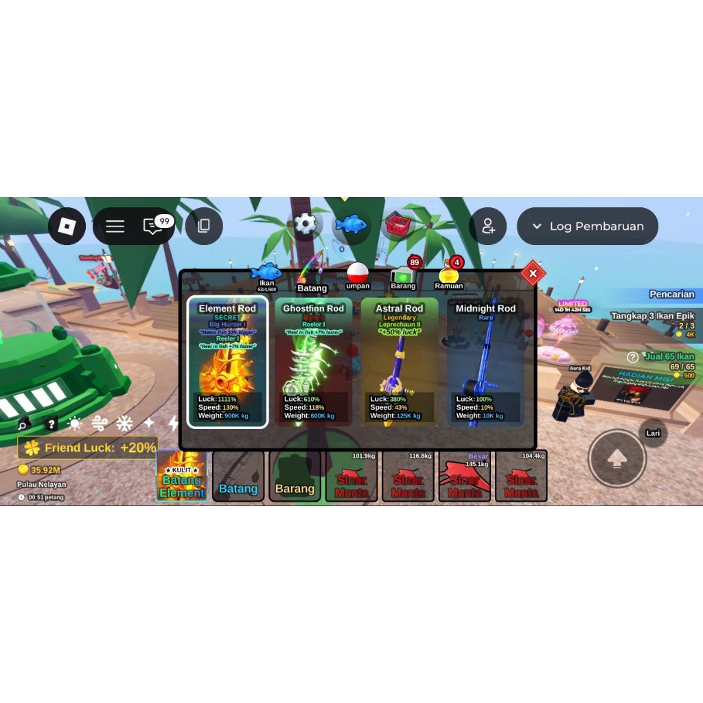 FISH IT - Akun Fish IT Element Rod