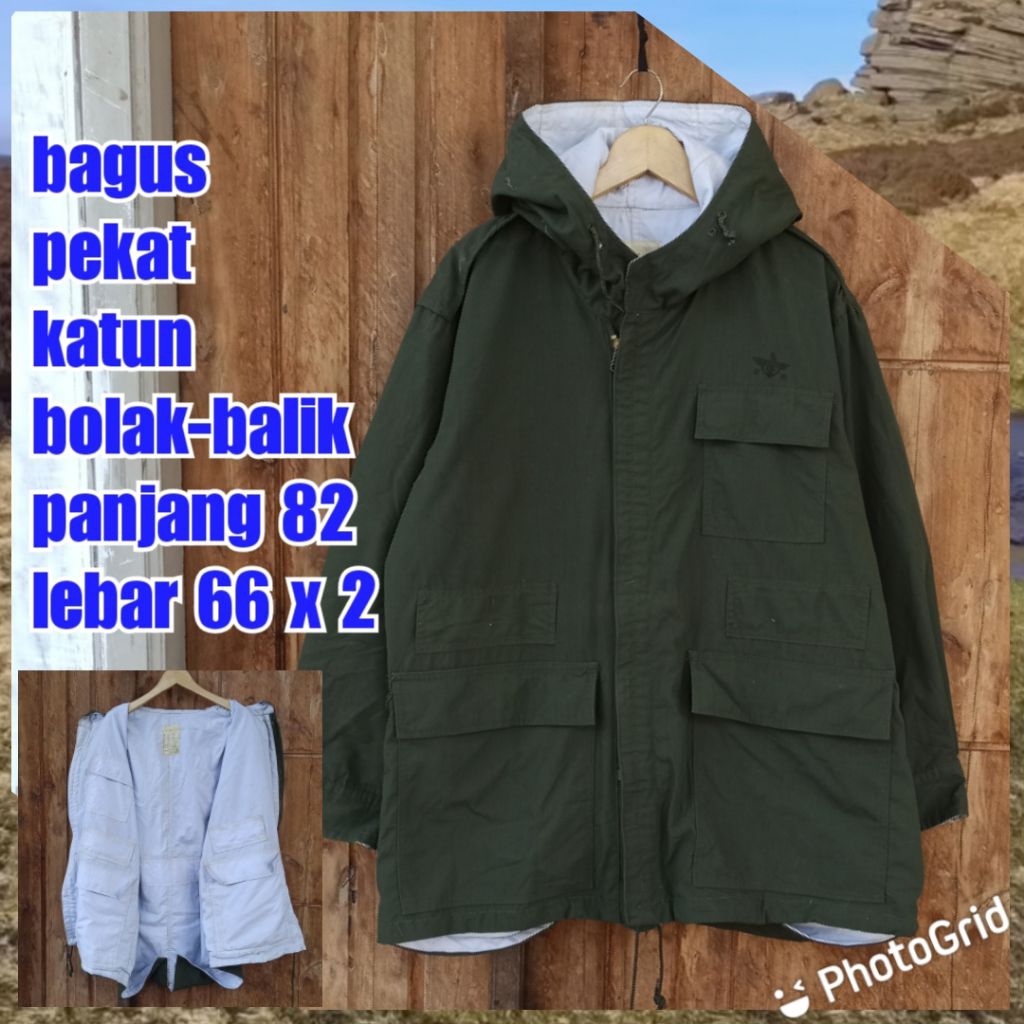 jaket parka army military green hijau m65 fashion besar jumbo reversibel bolak-balik