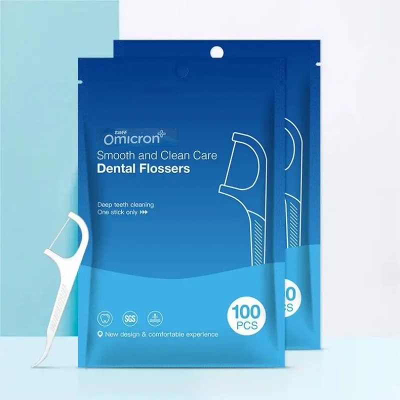 TaffOmicron Dental Floss Benang Gigi Pembersih Plak 50 PCS / 100 PCS – Tusuk Gigi Flosser