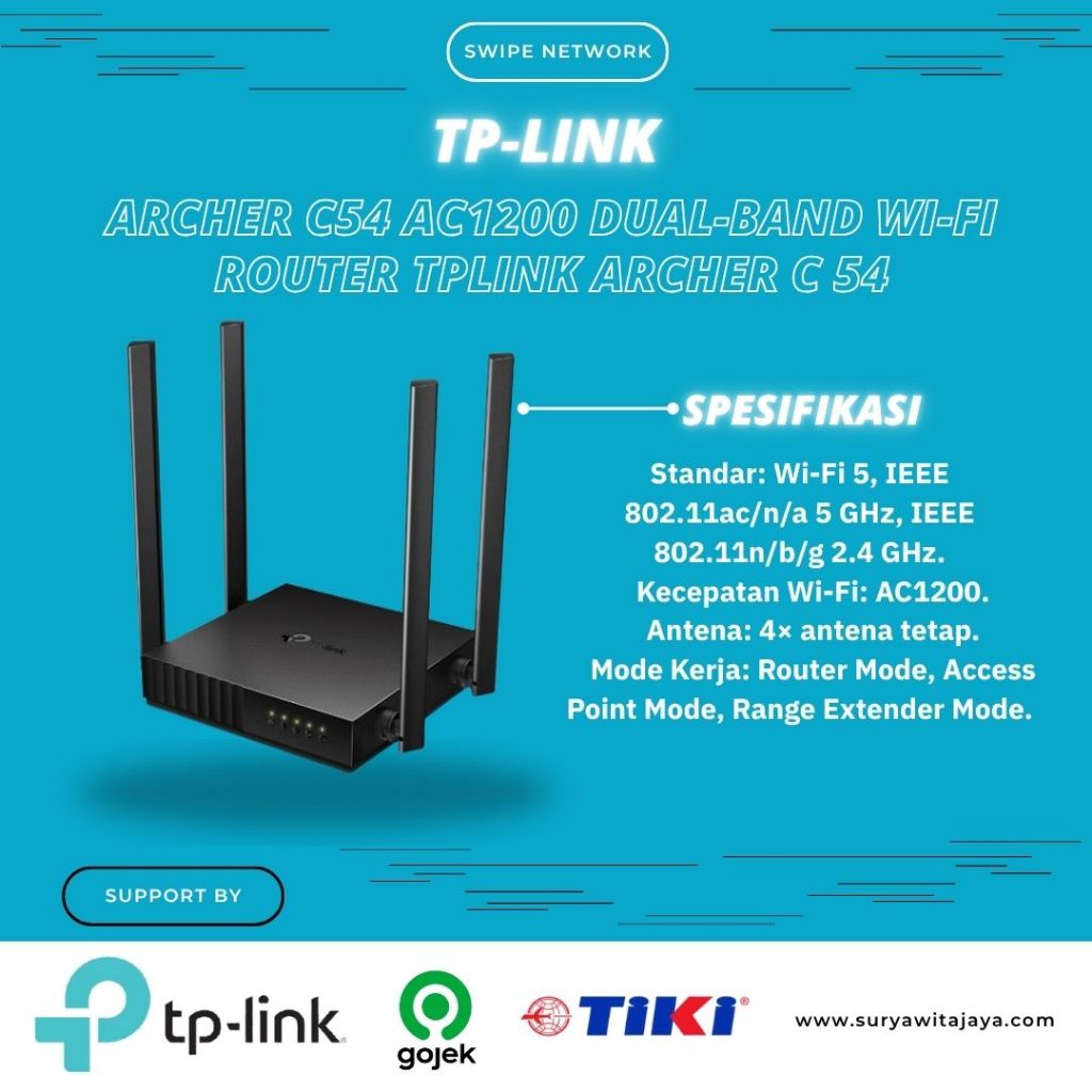 Tp-Link Archer C54 AC1200 Dual-Band Wi-Fi Router TpLink Archer C 54