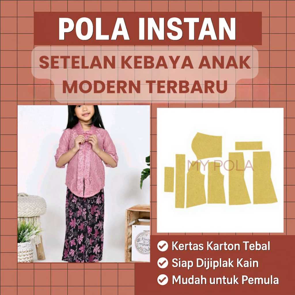 [ COD ] Pola Setelan Kebaya Anak Perempuan  Modern | Pola Jahit Kebaya Instan | Pola Baju Anak..