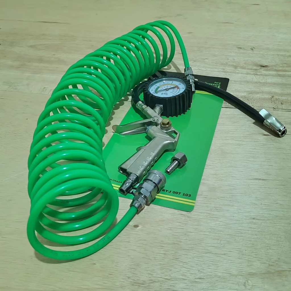 PAKET 2 ITEM - Tire Inflator Air Pressure Gun Isi Ukur Tekanan Angin 3 in 1 Tire Gauge Kit Alat Peng