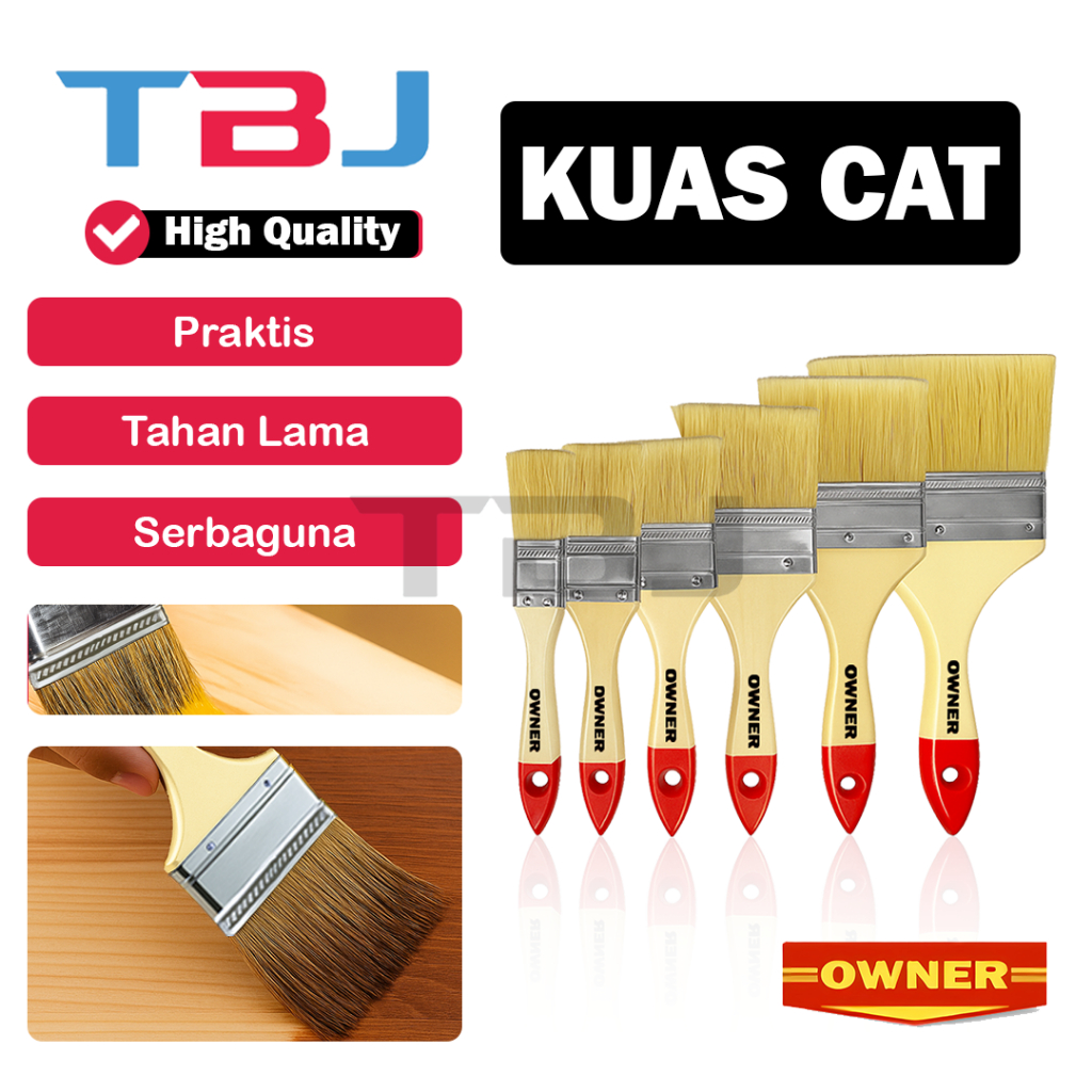 Kuas Cat Tembok Murah Halus Gagang Kayu Synthesis HALAL OWNER Kuas Cat 633 Gagang Kayu Satuan 1 Inch