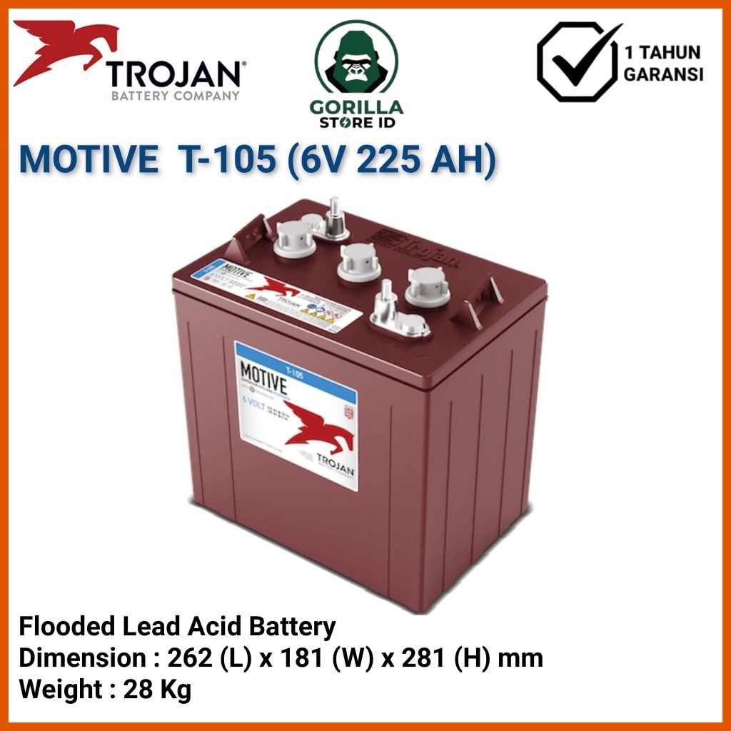 Baterai Trojan T-105 6V 225AH