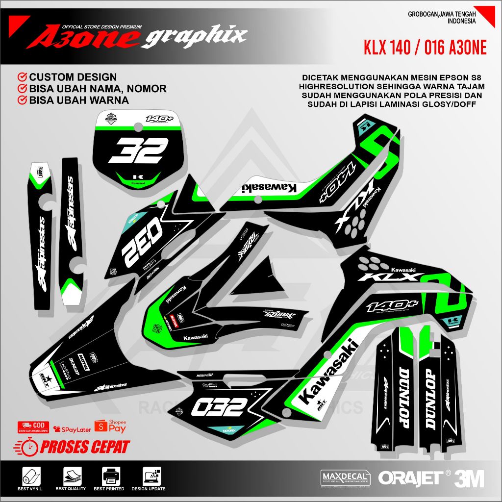 Decal kawasaki klx 140 decal klx 140 decal kawasaki klx 016 A3ONE