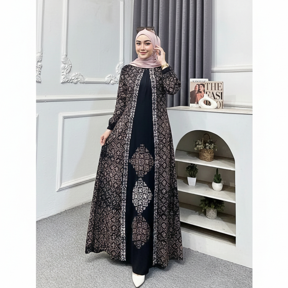 Baju Gamis Wanita Batik Cap Pekalongan Rayon Twill Ibu Busui Kondangan Kekinian