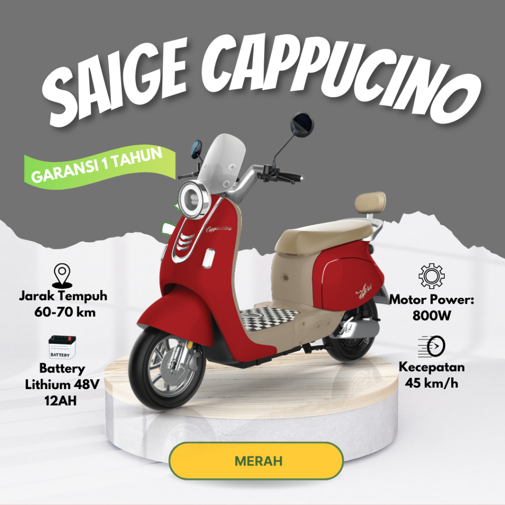 Sepeda Listrik Roda 2 | NEW SAIGE CAPPUCINO