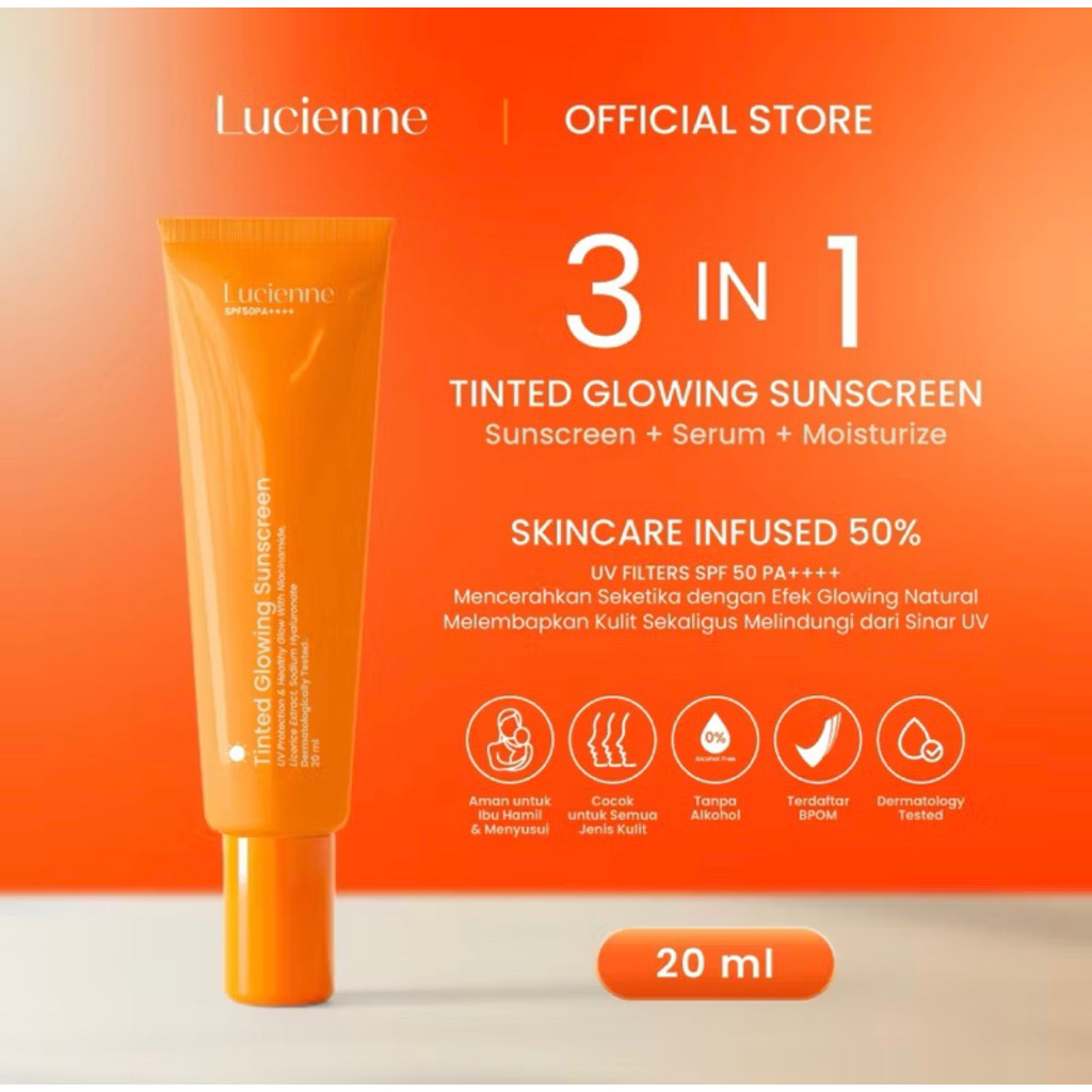 READY SIAP KIRIM 100% ORI TINTED SUNSCREEN LUCIENNE TINTED MATTE GLOWING SUNSCREEN LUCIENNE SPF50 PA