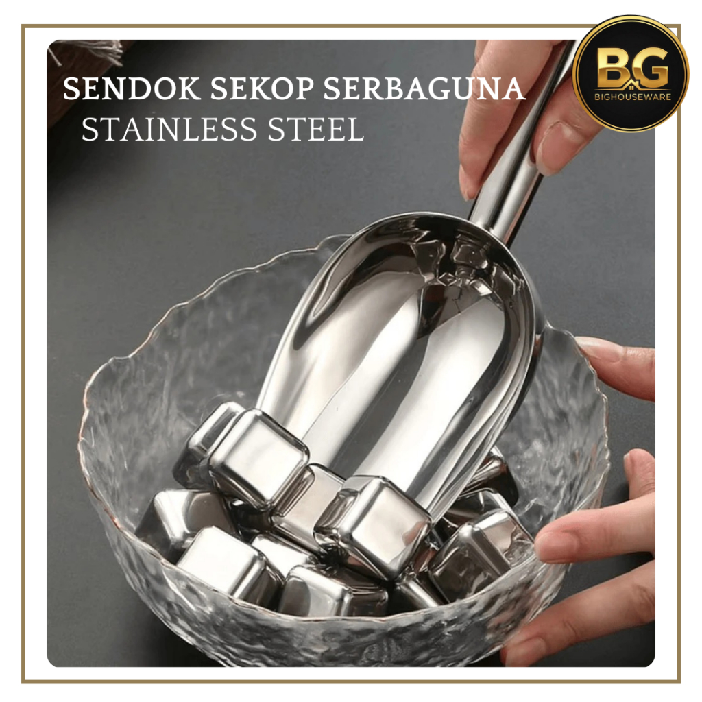 BG - Sendok Skop Es Batu Stainless Sekop Gula/Sekop Pasir/Sekop Pupuk/Sekop Skop Tanaman/Sekop Tanam