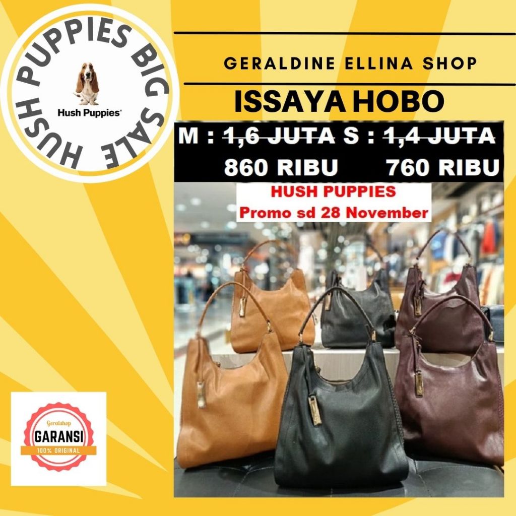 Tas wanita Hush Puppies shoulder bag 100% original sale seri ISSAYA HOBO