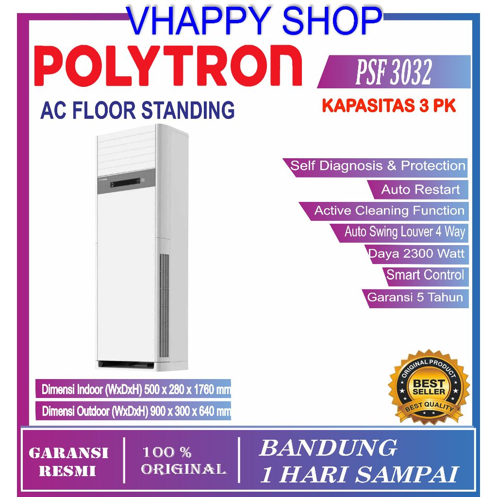 AC Standing Polytron 3 PK Smart Control PSF-3032 Garansi Resmi