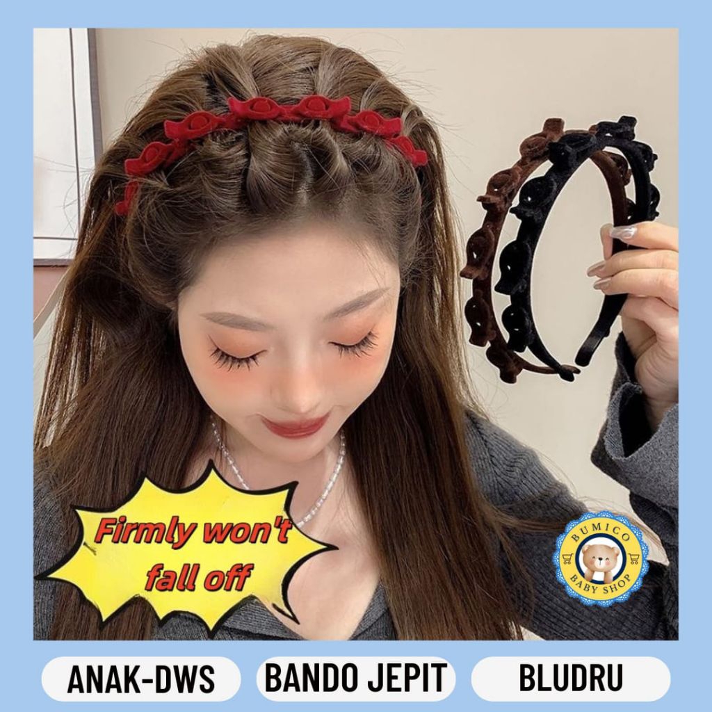 Bando Jepit Rambut Bludru Anak Dewasa Model Korea