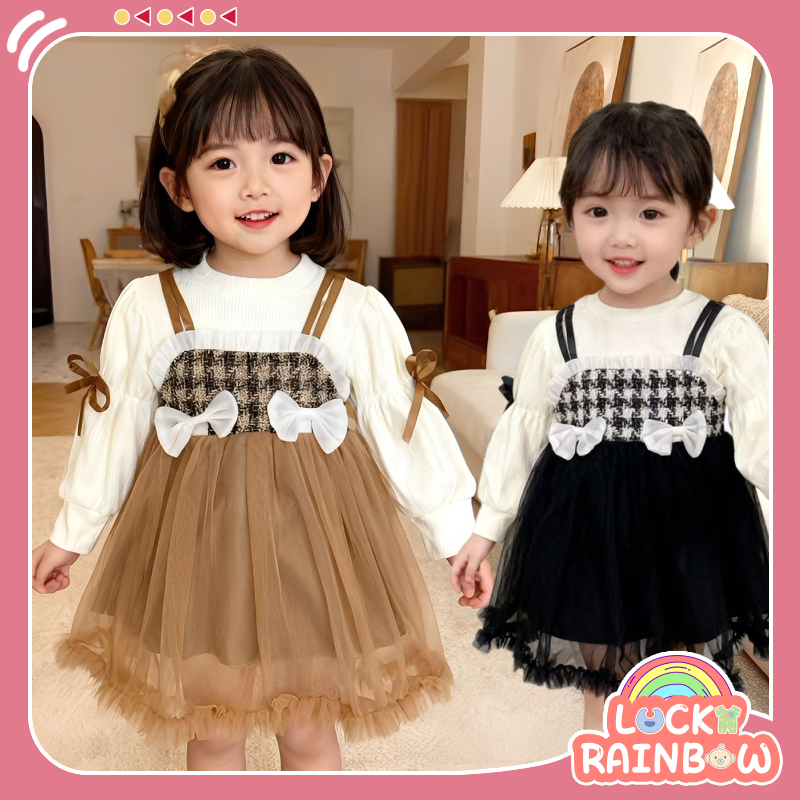 0 - 3 Tahun Gaun Anak Perempuan Cantik Lengan Panjang Dress Tutu Korea Anak Gaun Pesta Anak Model El