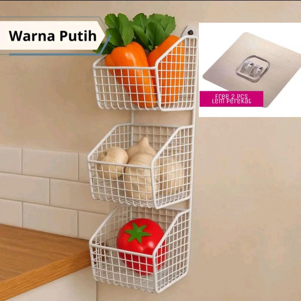 Rak Bumbu Vertikal 3 Susun Tempel Dinding Serbaguna/RAK Dapur Dinding