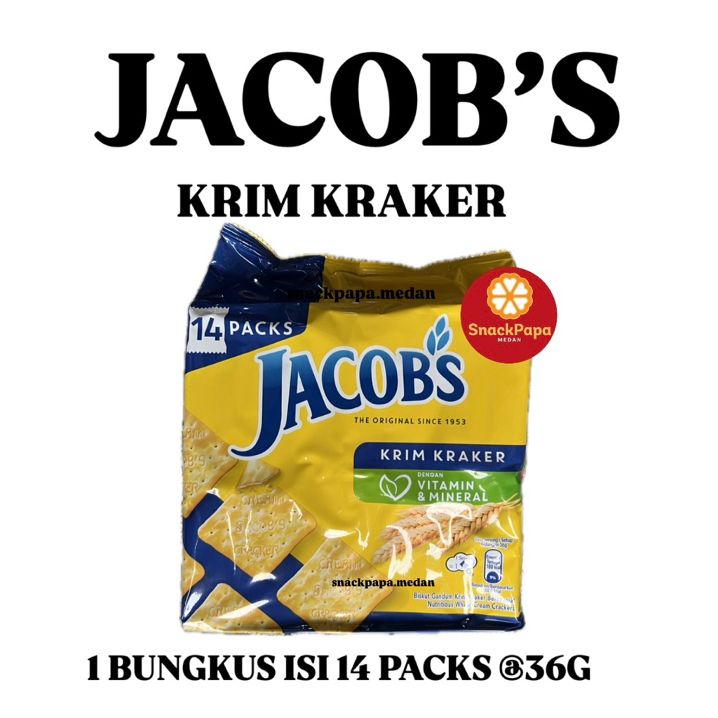 JACOBS KRIM KRAKER BISKUIT ASLI MALAYSIA [1 BUNGKUS ISI 14 PACK @36G ] | BISKUIT JACOB ORIGINAL CREA