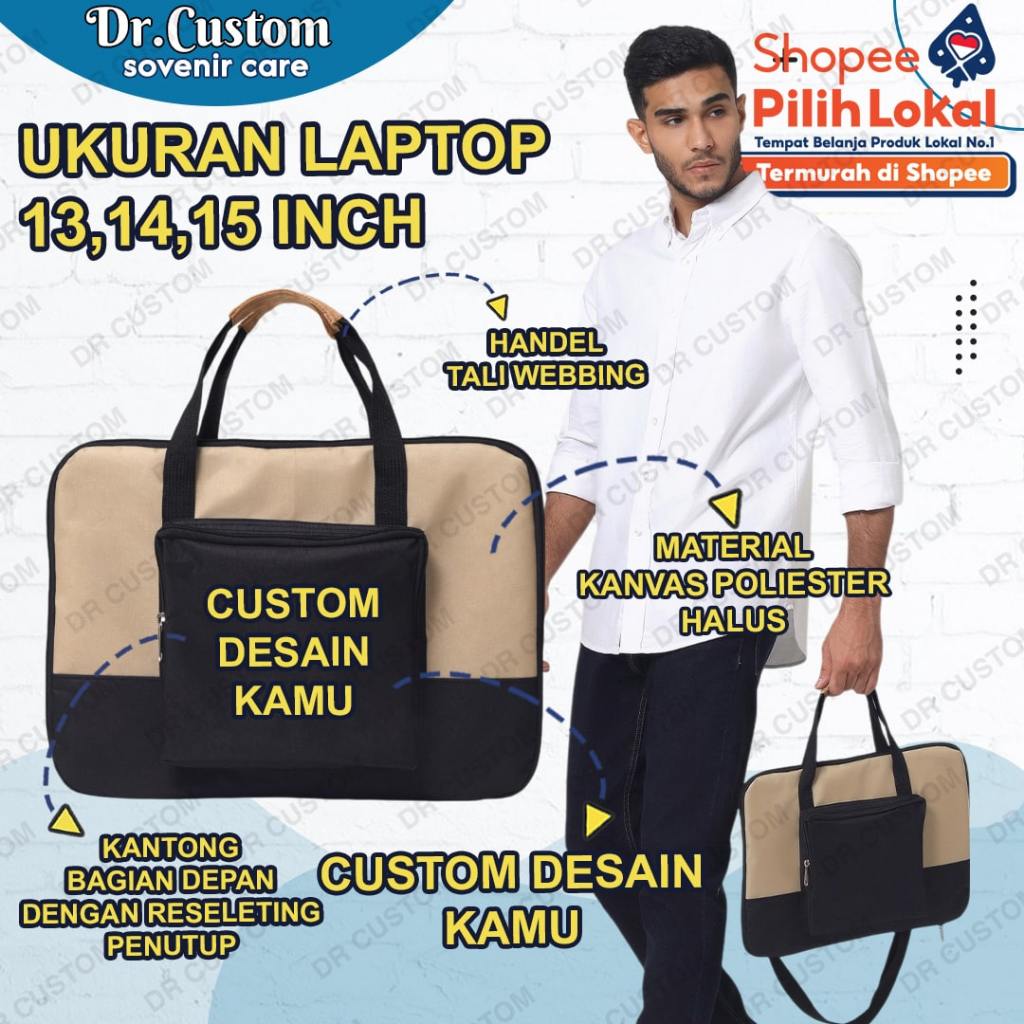 Drcustomsovenir - Tas Laptop Sovenir - Custom Tas Laptop - Tas Laptop Casual Pria Wanita