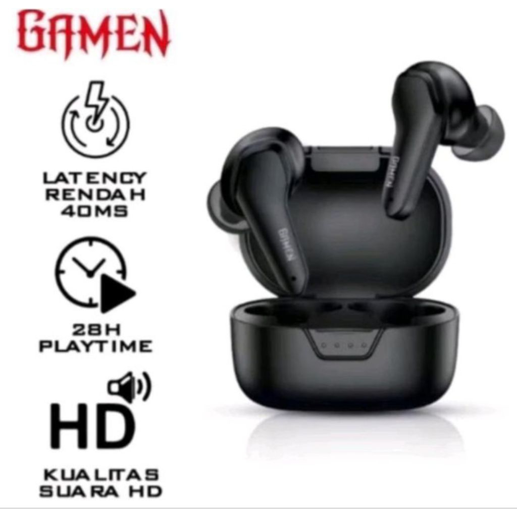 Gamen Sirens Headset Earphone Bkuetooth 5.0 TWS LED HD Sound Quality