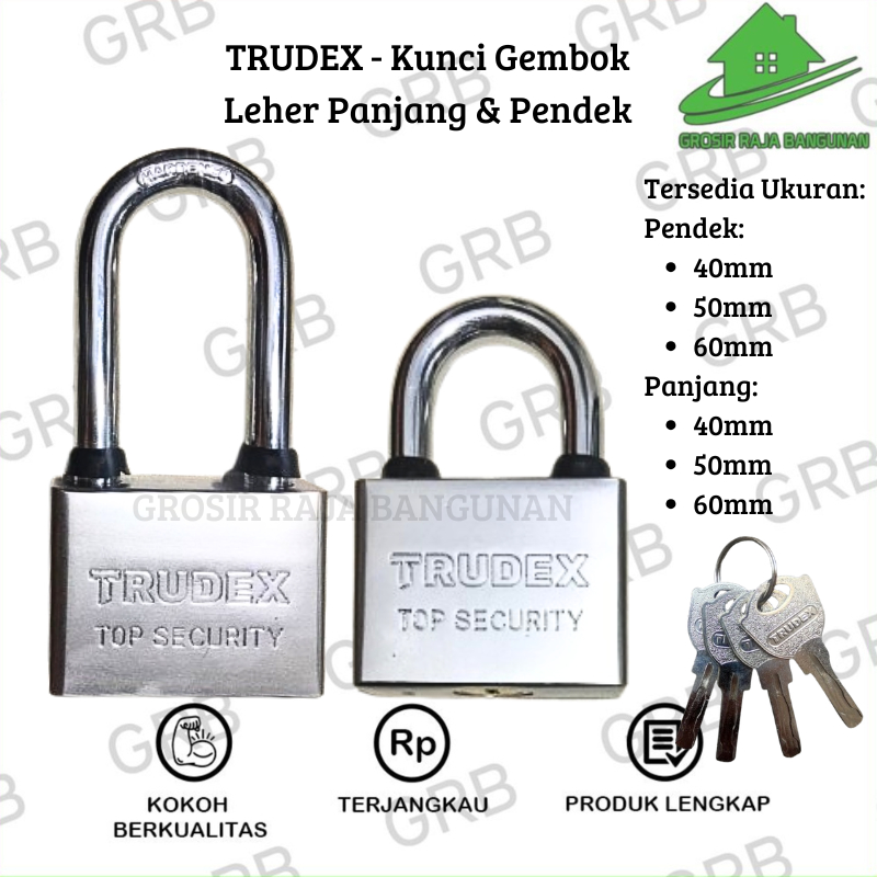 Gembok Stainless TRUDEX / Gembok KUNINGAN Rumah Anti Karat BESAR TEBAL Full