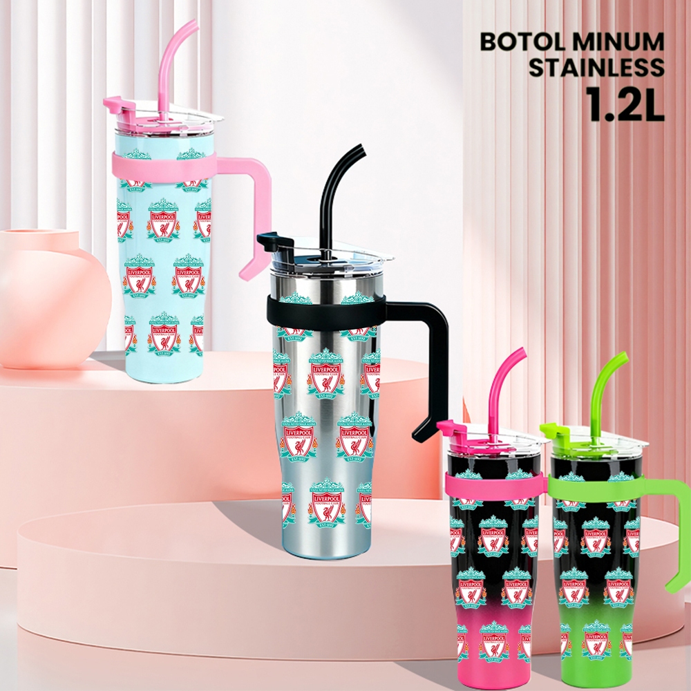 Sepak bola Liverpool LFC 40oz/1200ml Cangkir Mug Kopi Stainless Steel dengan Lapisan Dalam Termos Va