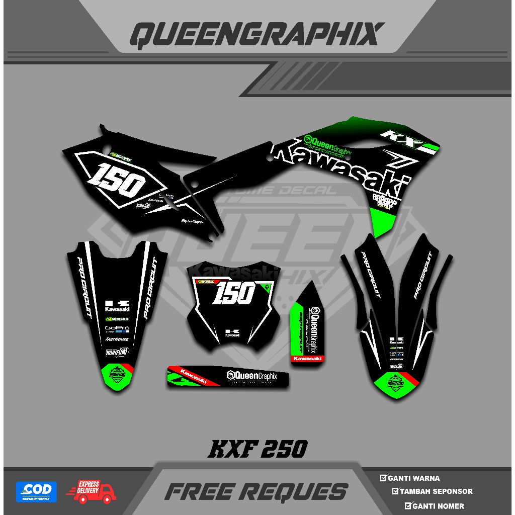 DECAL KX F 250, GTX  KX F 250 BISA CUSTOM DESAIGN NAMA, NOMOR, SPONSOR, WARNA (18)
