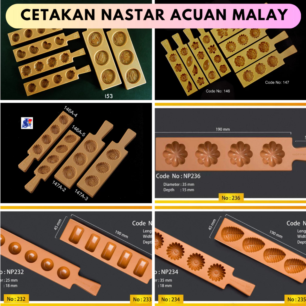 LENGKAP Cetakan Nastar Ketok Import Plastik Cetakan Kue Kering Acuan Malaysia Bulat Daun Kerang Bung