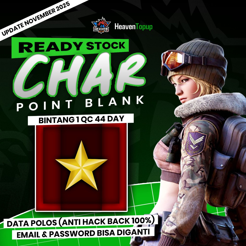 Bintang 1 QC 44 Day (Inv ±338) Data Polos Full Title | Char Point Blank/Char PB Heaven Topup