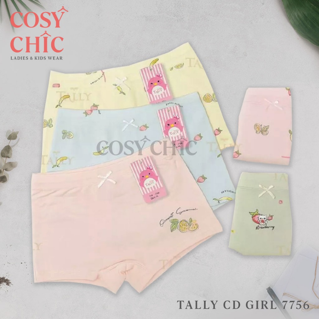Tally CD Celana Dalam Anak Perempuan 7756 | Short Pants | Boxer Anak Cewek Girl | Katun | Size M L X