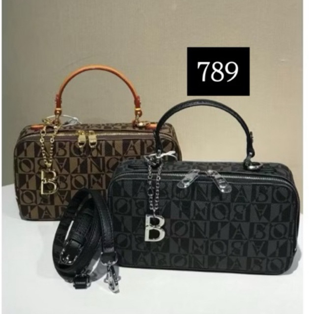 Bonia original monogram list leather camera bag